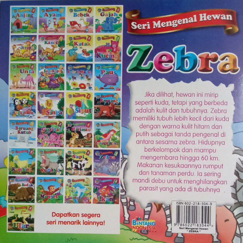 Buku Dongeng Cerita Zebra Seri Mengenal Hewan / Bilingual