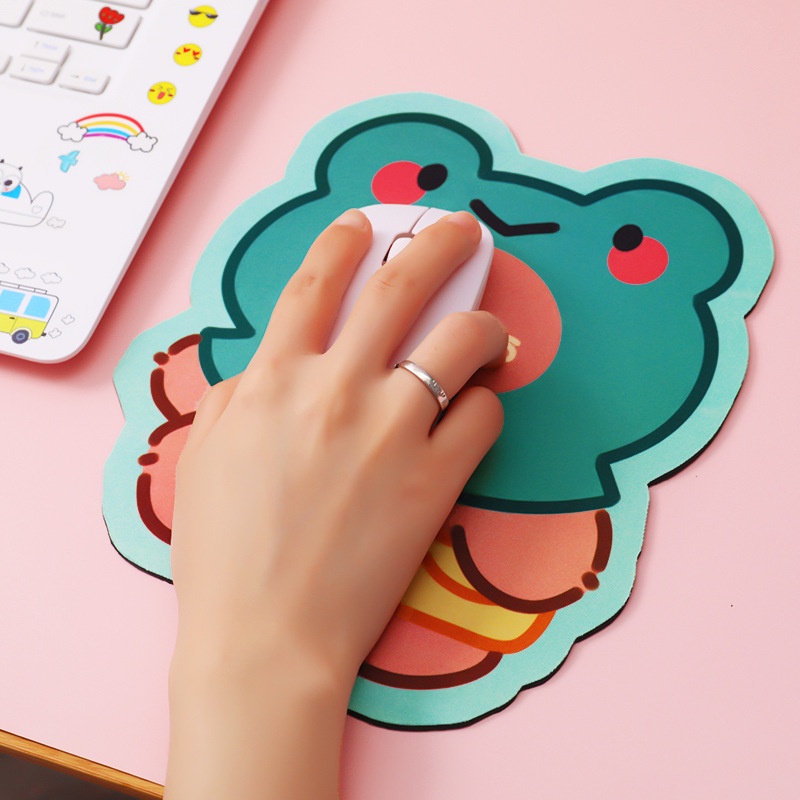 Gaya Girly Warna-Warni Lucu Motif Kartun Beruang Kodok Karet Tahan Air Non-slip Siswa Mouse Pad Hadiah Untuk Teman