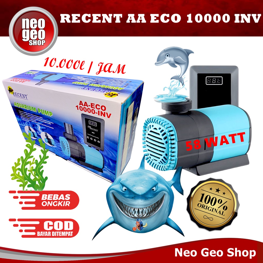 RECENT AA ECO 10000 INVERTER Pompa Celup Kolam Ikan Aquarium Water Pump