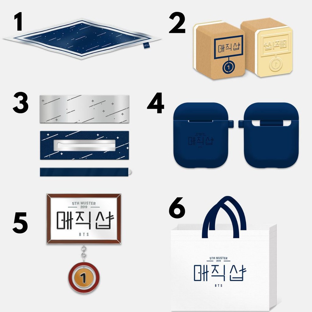 [PO] BTS 5TH MUSTER MERCH - SCARF/STAMP BUSAN/HAIRPIN SET/AIRPODS CASE/BADGE BUSAN/SHOPPER BAG