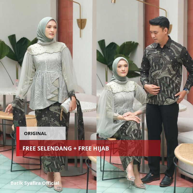Kebaya Batik Couple Vanilla Sage Green