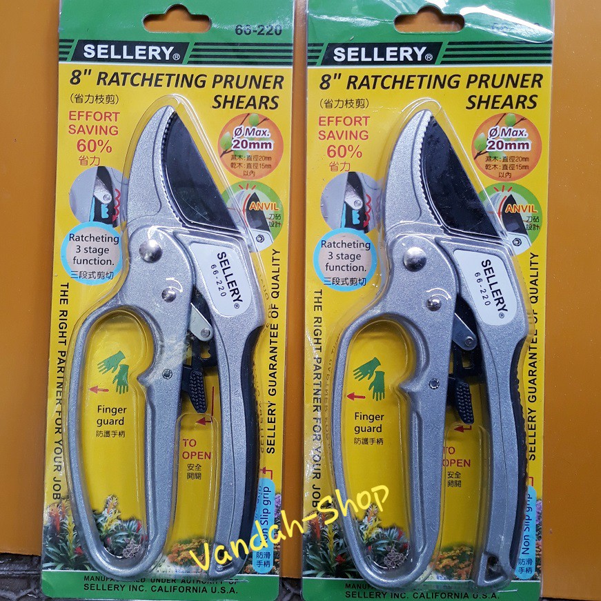 SELLERY Ratcheting Pruner Shears 8" ( Gunting Dahan Ratchet ) Ringan dan Kuat