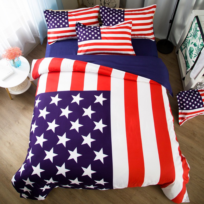 Bt Set Sprei Sarung Bantal Dan Selimut Dengan Bahan Halus Gambar Motif Bendera Amerika Shopee Indonesia