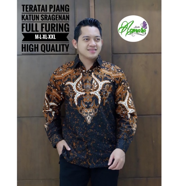 Batik Cowok TERATAI Full Furing Katun Halus Sragenan Ori Solo