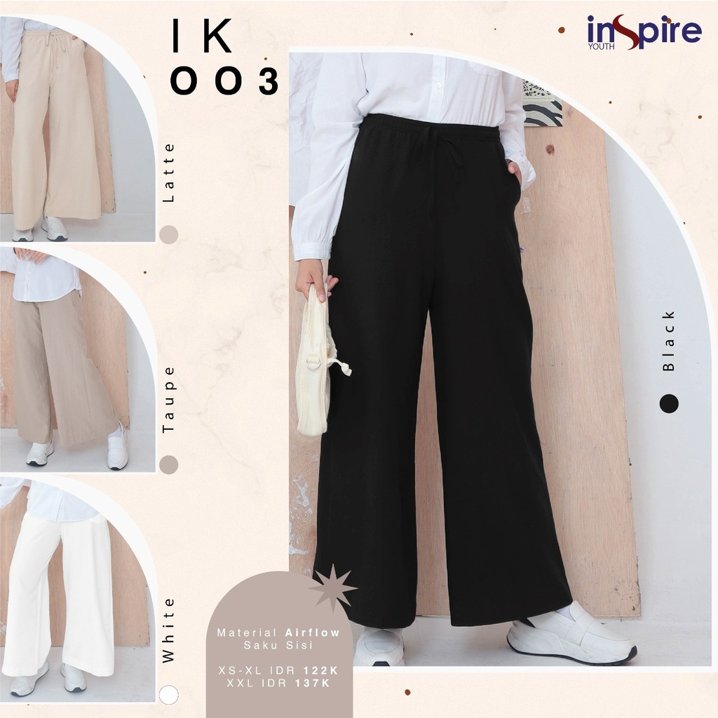 Inspire Kulot IK 03 Bahan Airflow Bawahan Wanita Muslimah Kulot Kekinian by Inspire bisa COD