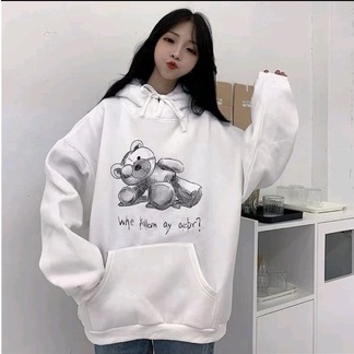 HOODIE WANITA OVERSIZE WHE KILLOM BEAR // ATASAN WANITA PREMIUM SIZE M TO XXL // JUMPER WANITA KOREAN STYLE FLEECE TEBAL LEMBUT TERBARU,