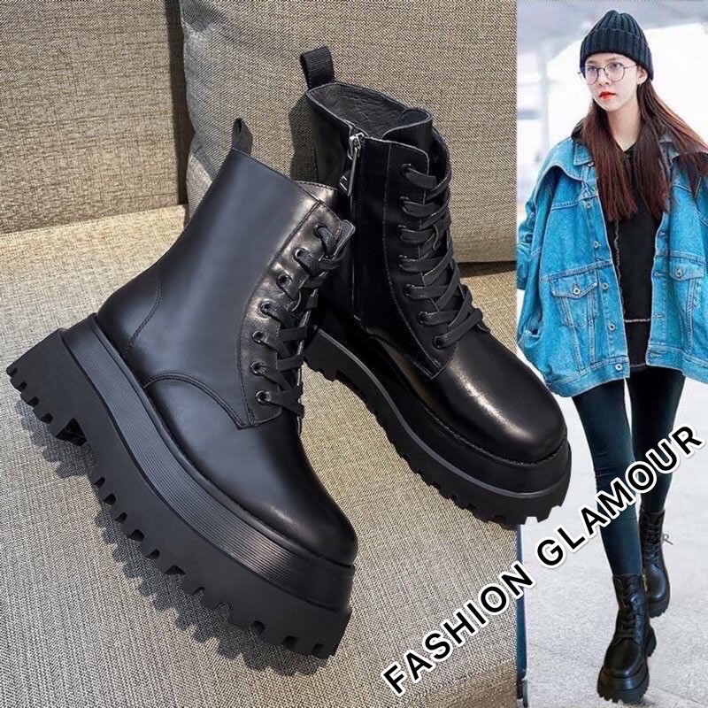 BT32 SEPATU BOOTS IMPORT MARTIN WANITA KOREA BTS BRITISH INGGRIS WHITE VELVET