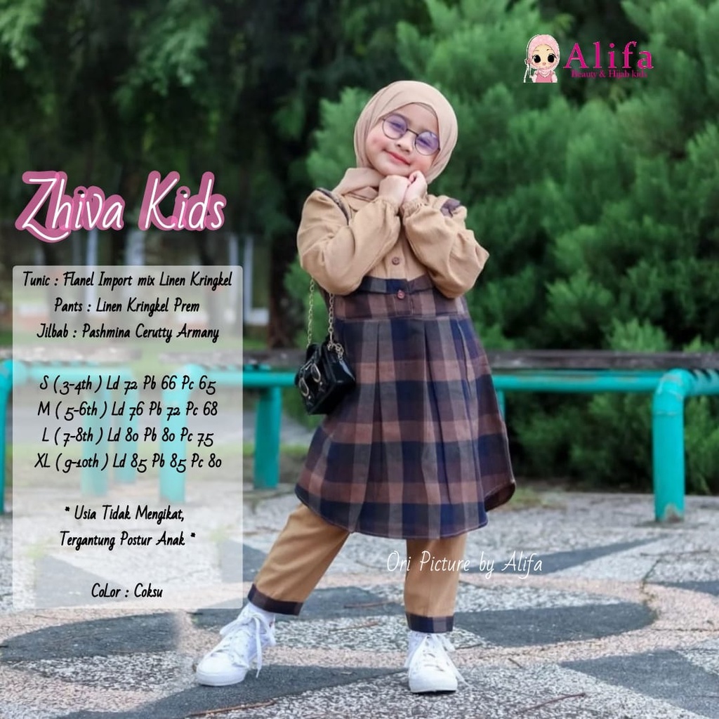 ZHIVA KIDS BY ALIFA-ONE SET ANAK PEREMPUAN-PAKAIAN SET MUSLIM ANAK