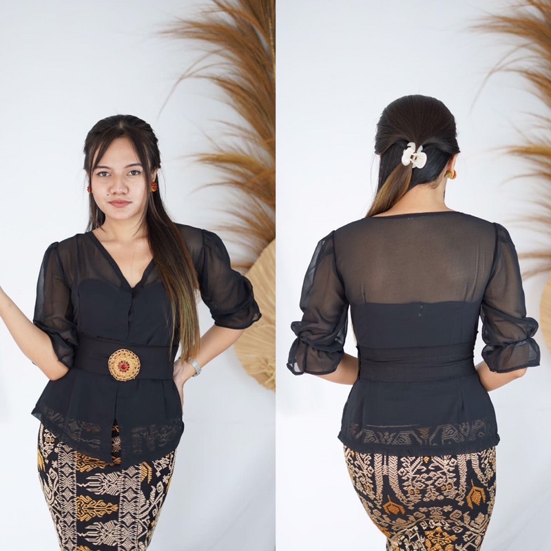 kebaya sifon polos lengan kerut