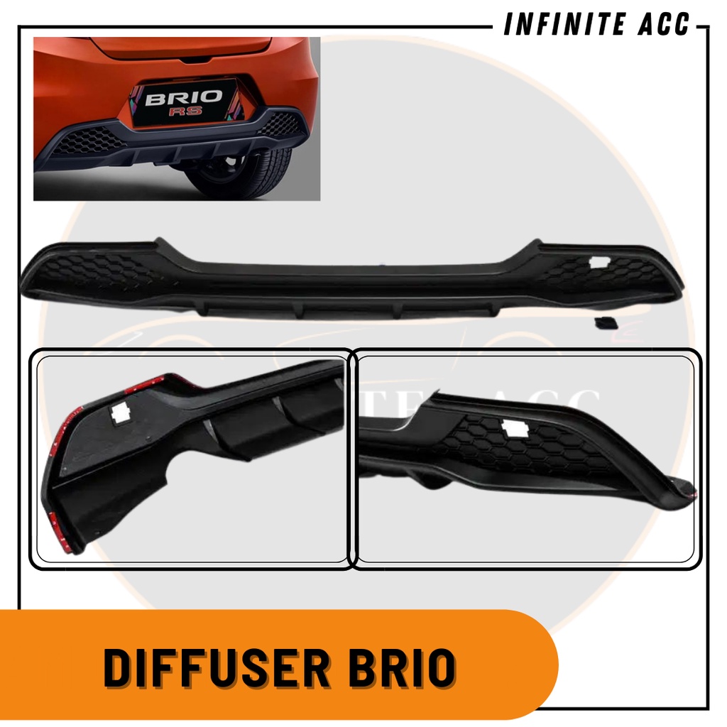Diffuser Bumper Belakang Honda All New Brio RS Hitam Spoiler Plastik ABS Modifikasi Mobil Racing
