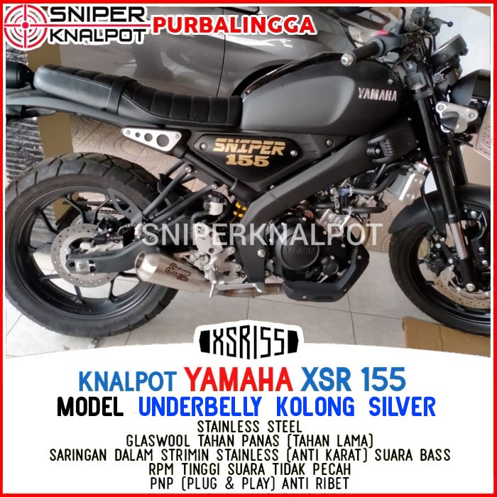 Knalpot Yamaha XSR 155 Model Underbelly Kolong Silver Full System PNP Bonus DB Killer