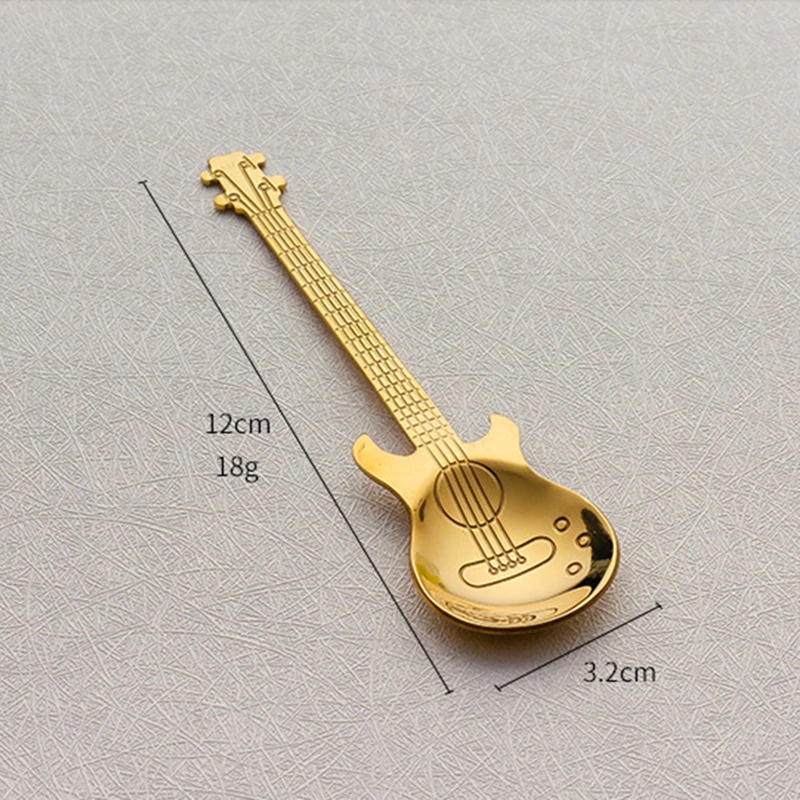 PAWACA Sendok Teh Stainless Steel Lucu Model Gitar - RR-09 - Golden