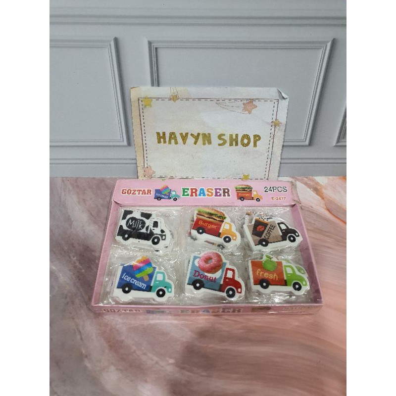 (24pc) penghapus murah/hapusan karakter/stip fancy/OB KECIL-Truk
