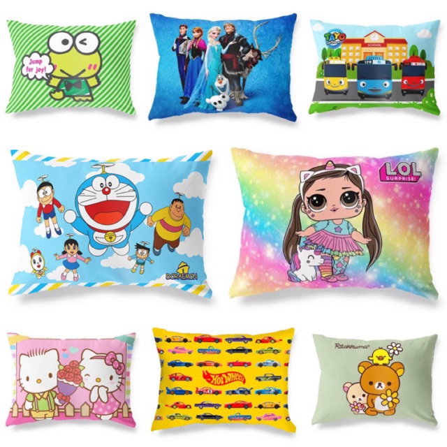 Bantal Tidur Anak Print Motif Mickey Mouse / Toy Story / Keroppi / Hello Kitty / Rilakuma / Tayo / Frozen / Doraemon / Stitch / Princess 45x30 cm - Pusat Kado Murah