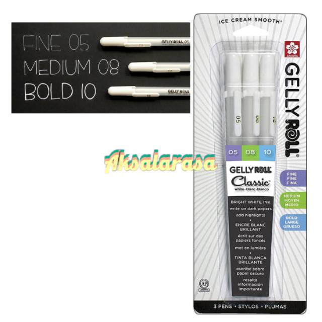 

Sakura Gelly Roll Classic White Gel Pen Set - Pulpen Gel Putih Set