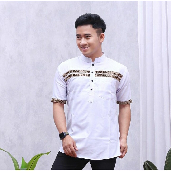 Koko kekinian/modern/kurta FF/kokomdewasa/lengan pendek/kombinasi Bordir FF/bahan toyobo/ukuran M - XXL