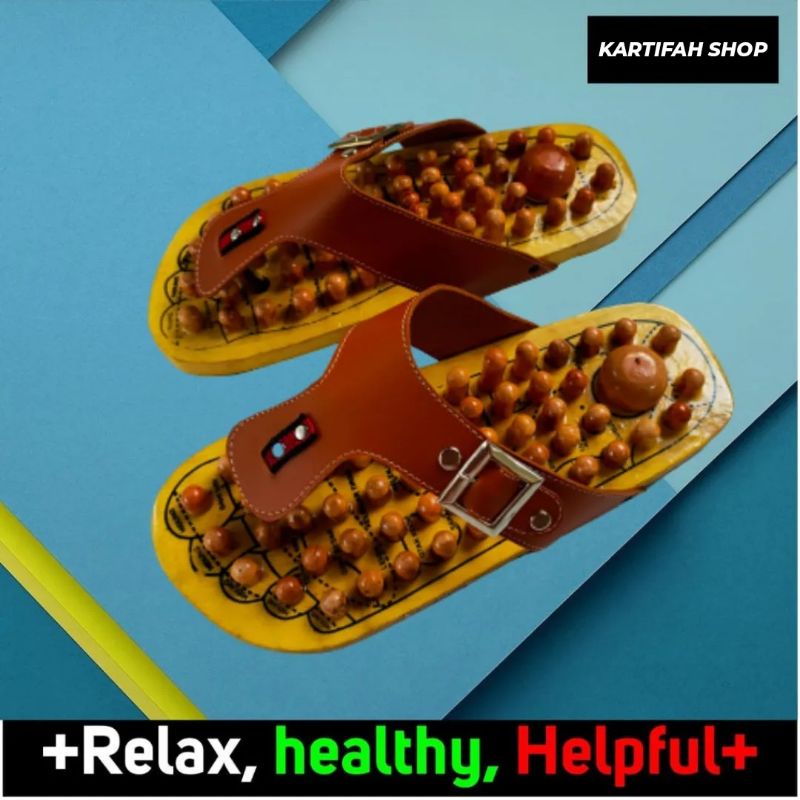 SANDAL REMATIK KAYU - SANDAL REFLEKSI PIJAT AKUPUNTUR - SANDAL REMATIK PRIA & WANITA