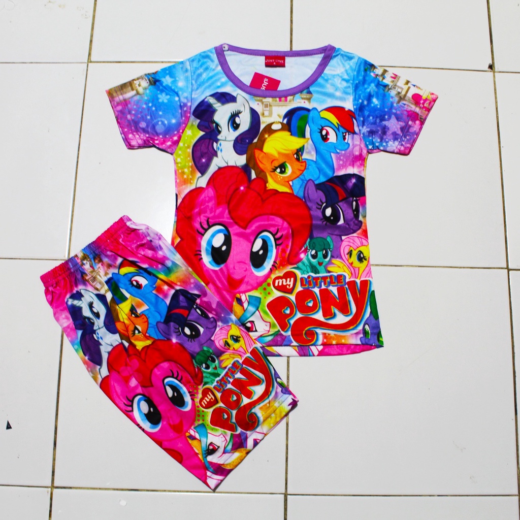 setelan baju celana little ponny full print size 2-10 thn