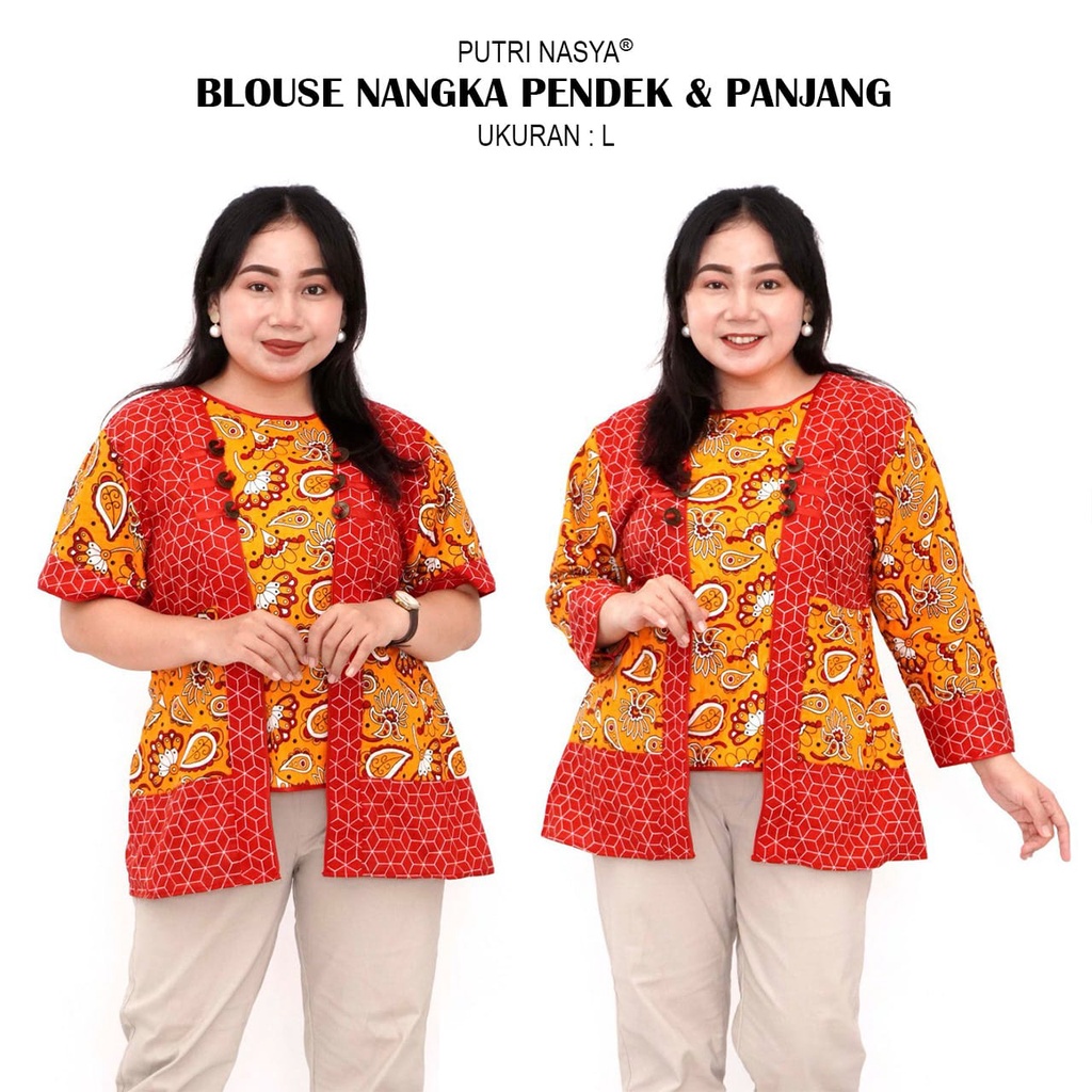 Putri Nasya - Atasan Batik Big Size Atasan Pendek Panjang N G K Ukuran L,XL,2L,3L,4L,5L,6L,7L