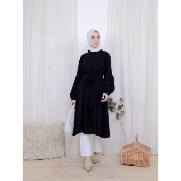 KINARA Long Tunik - Ruffle Midi Dress - Tunik Crinkle