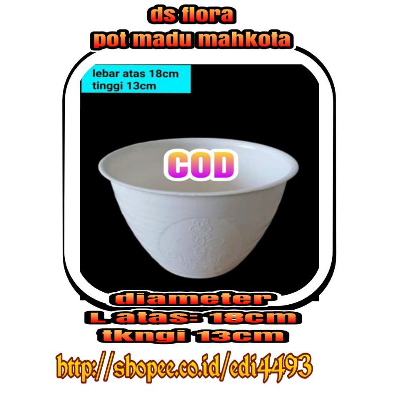 POT BUNGA PLASTIK 20 CM PUTIH / POT TANAMAN PUTIH 20CM PER 3pc