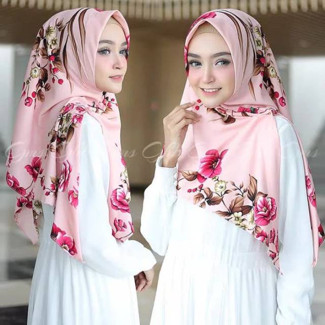 Hijab segitiga triangle instant gayatri jilbab kerudung instan motif bunga cantik