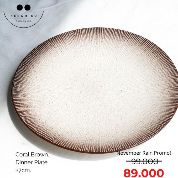 CORAL BROWN DINNER PLATE PIRING MAKAN KERAMIK TABLEWARE SET