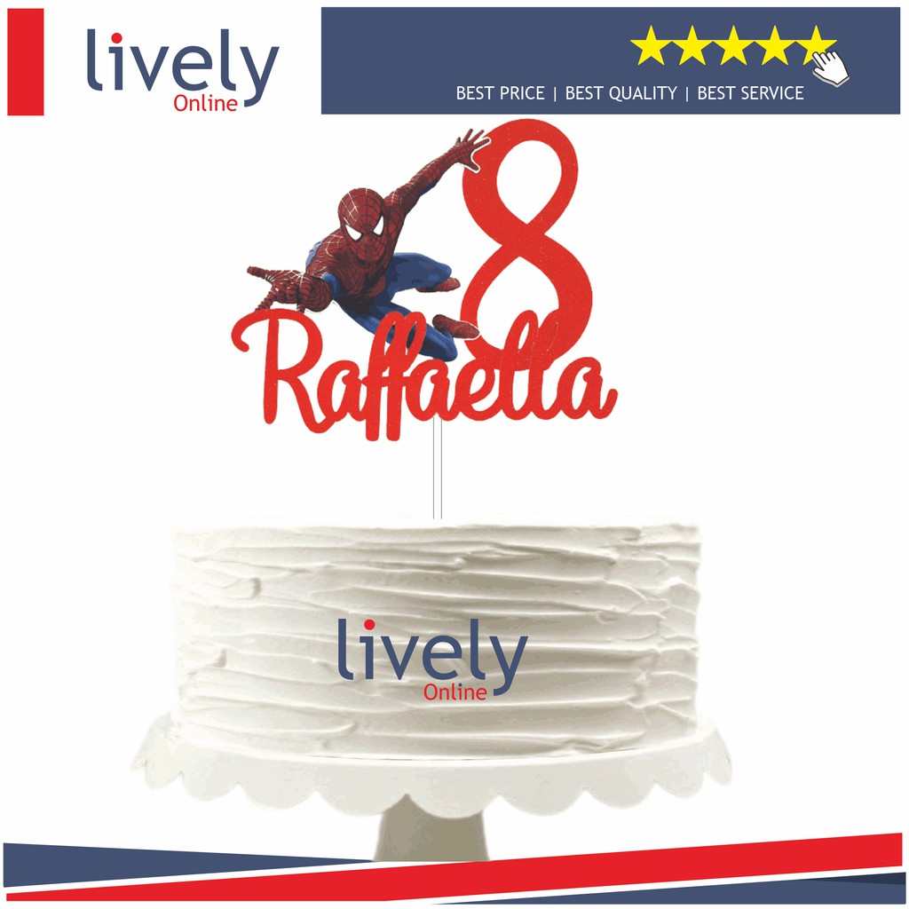 CUSTOM NAMA CUTTING CAKE TOPPER KARAKTER SPIDERMAN 02 HIASAN KUE