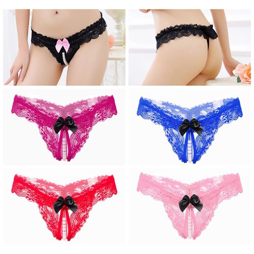 G String Women Pearl Bottom G-string Lace Sexy Underwear Bikini C056