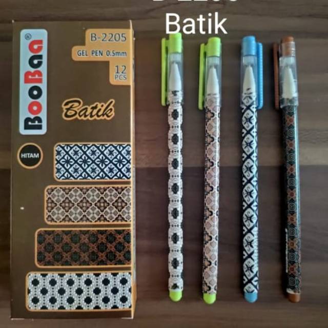 

(Harga 1 lusin = 12 pcs) Gel Pen B-2205 Batik; Bolpoin gel tinta cair Kekinian