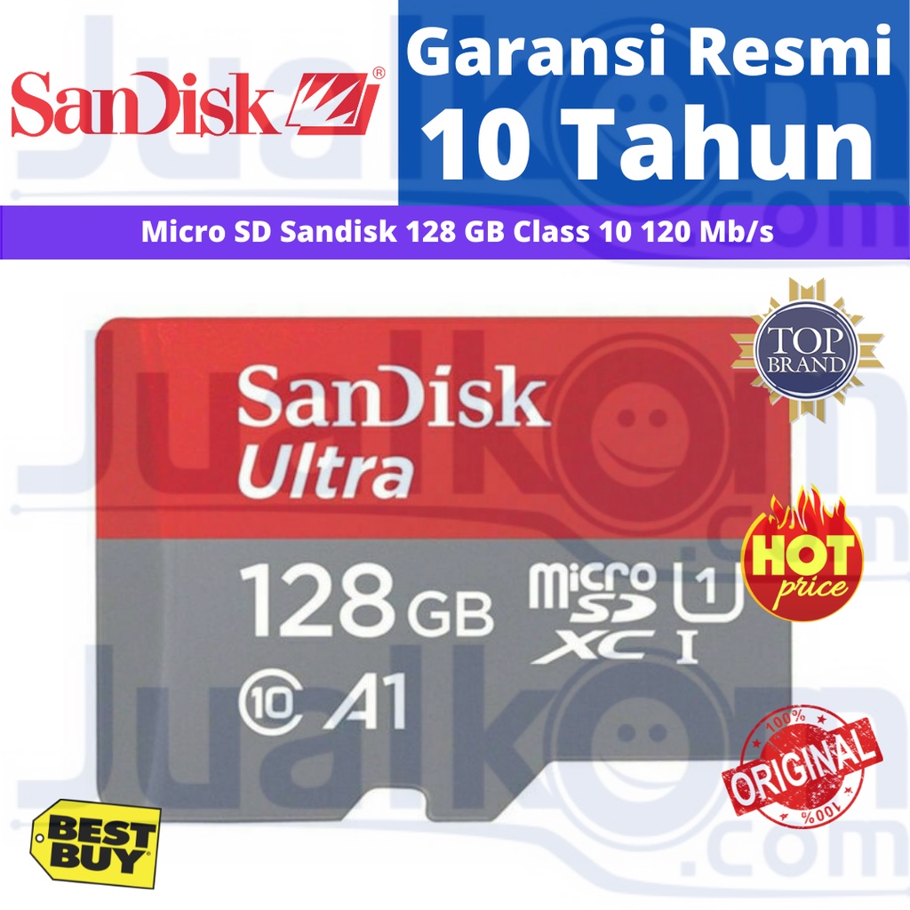 Micro SD Sandisk Ultra 128 GB Class 10 120Mb/s QUA4 SDXC