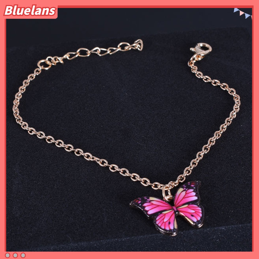 Gelang Kaki Liontin Butterfly Warna-Warni Bahan Alloy Untuk Wanita