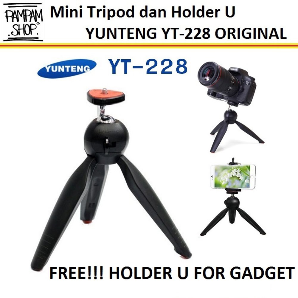 TERLARIS Original Mini Tripod Camera Yunteng YT-228 YT 228 Free Holder U for Phone | Yun Teng,