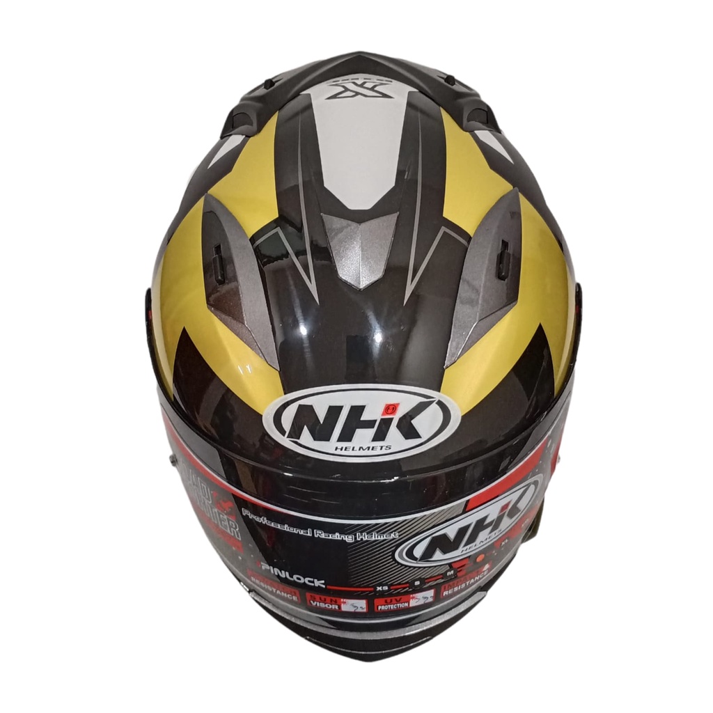 HELM FULL FACE NHK MOTIF RACE PRO X RIDE BLACK GOLD GLOSSY