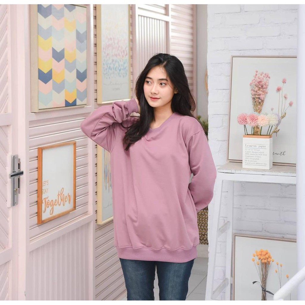 Sweater Polos  Basic Wanita Pria Kekinian Terlaris-nila