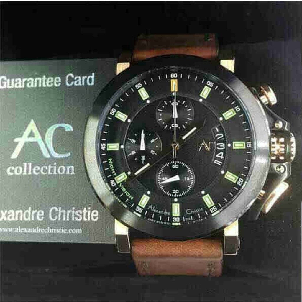 Alexandre Christie AC Collection 9200 Rosegold Black With H3 Tritium Index And Hands