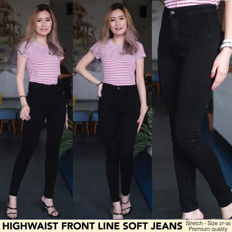 CELANA JEANS HIGHWAIST TULANG DEPAN // HIGHWAIST HW LIPAT TULANG // CELANA JEANS WANITA // Misky Fashion