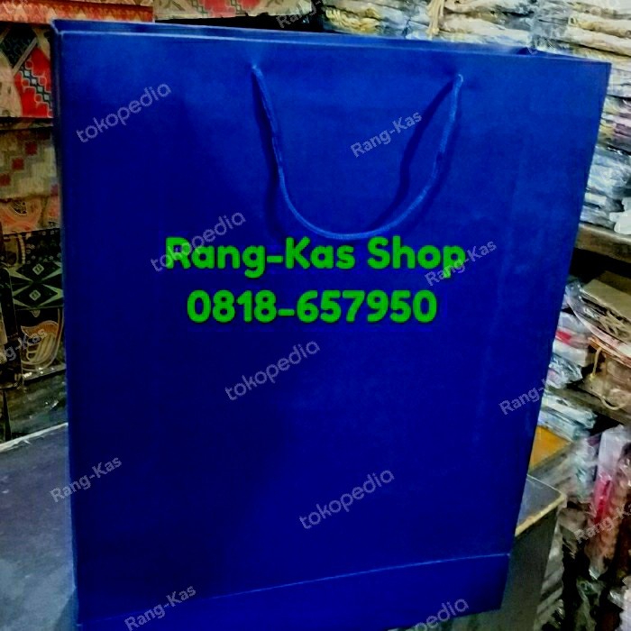 

(TERLARIS) Paperbag BIRU Dongker Folio karton Duplex Tebal