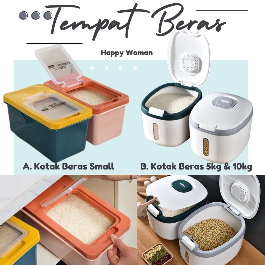 Kotak Penyimpanan Beras Tepung / Box Serbaguna Rice Barrels Tahan Lembab Small LB038 / Rice Dispenser Tempat Wadah Penyimpanan Beras Rice Bucket