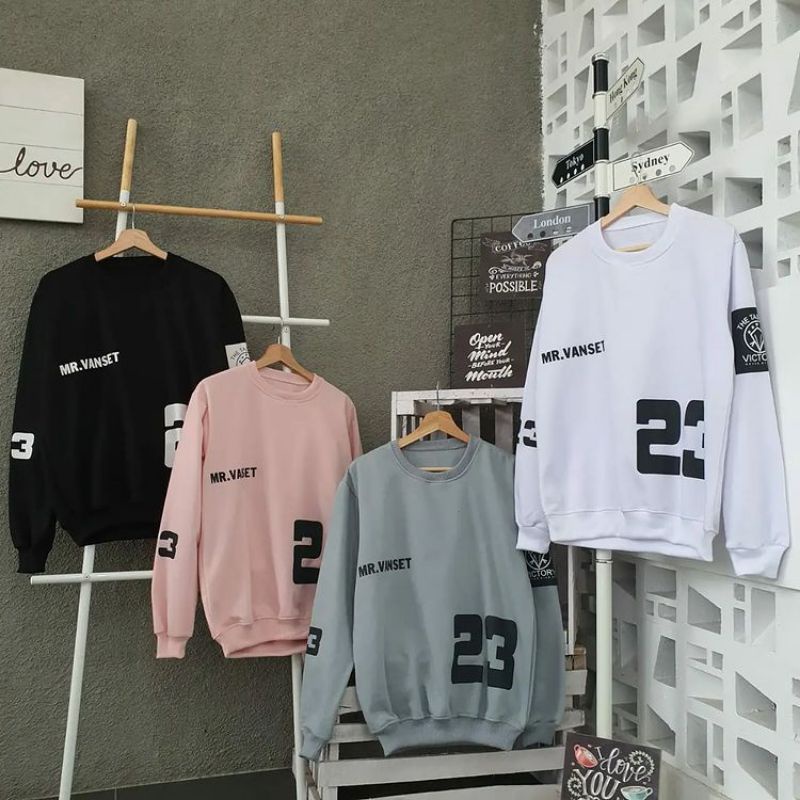 Nayla Fashion Grosir - MR VANSET 23 Sweater basic crewneck couple terbaru pria wanita/sweater keren trendy - bahan fleece soft