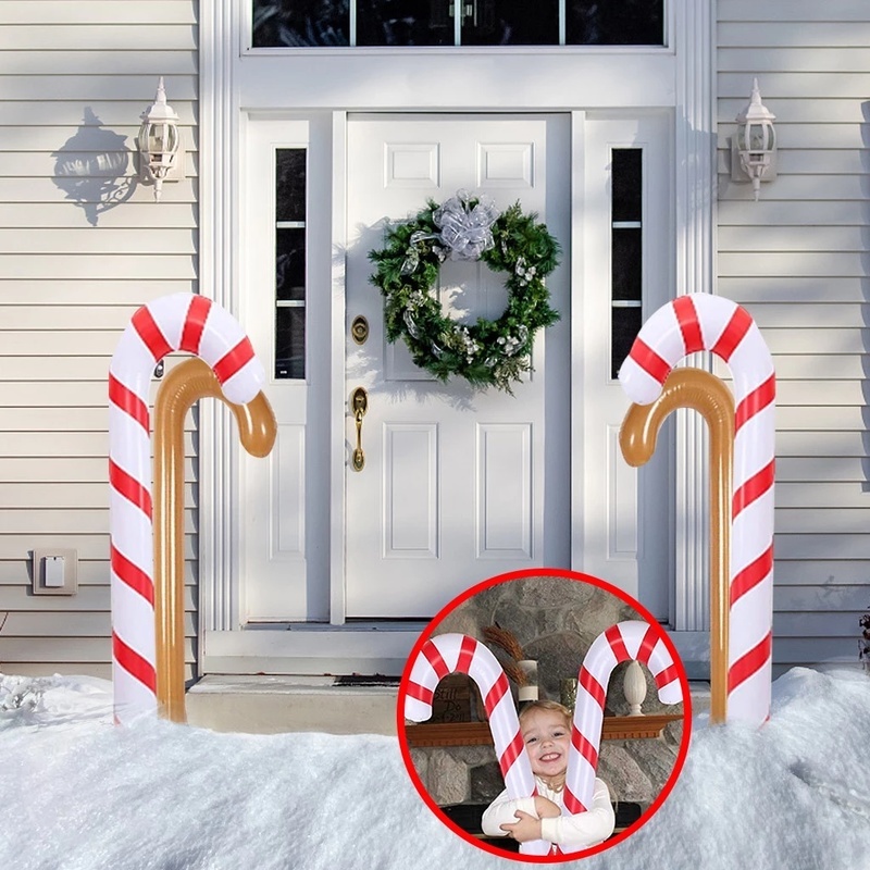 [Christmas Home Decoration Products] [ 1PC Inflatable Christmas Canes Lollipop Balloons ] [Toy Christmas Canes Lollipop Balloon][Xmas Home Decor Accessories]