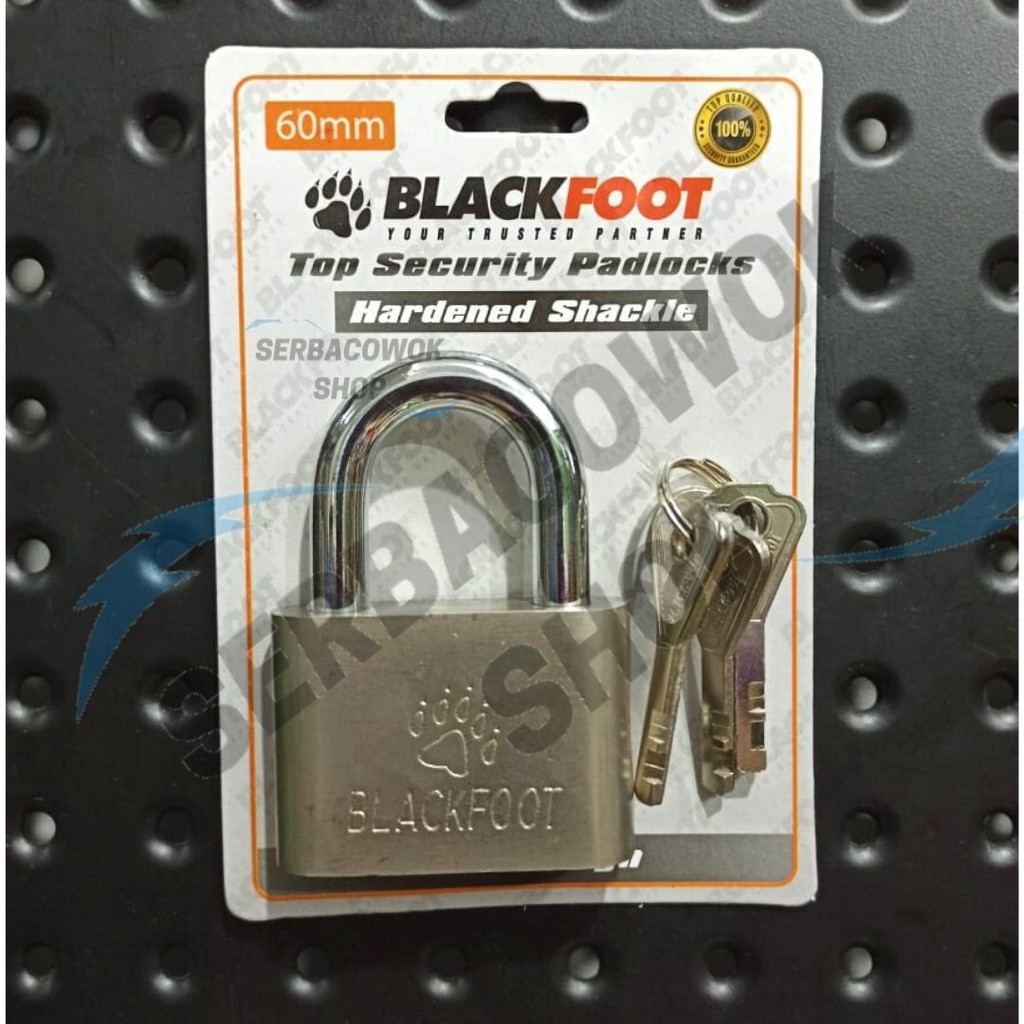 Blackfoot Gembok Putih 60 mm Leher Pendek Chrome Gembok Pelor 3 Anak Kunci Gembok Anti Maling Murah