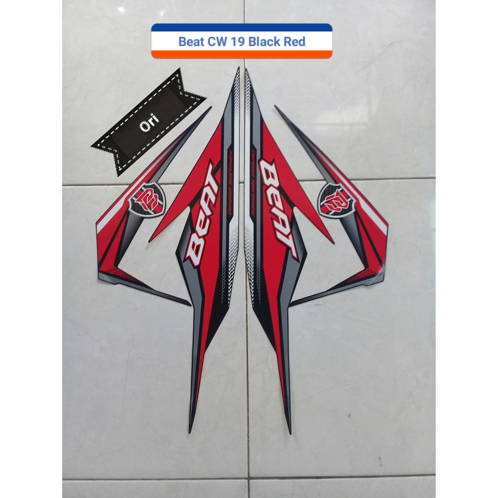 Termurah  Striping Motor Honda Beat CW 2019 Lis Warna Hitam Merah