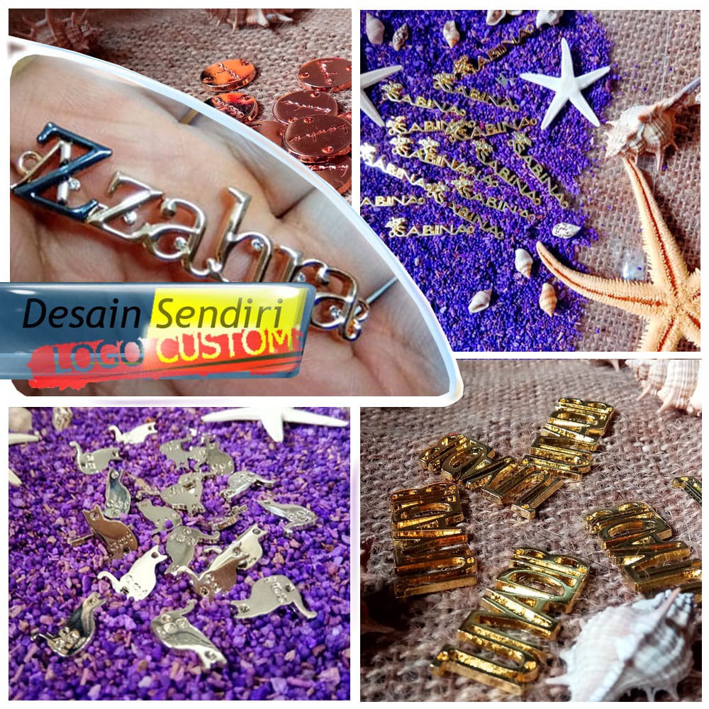 CETAK LABEL HIJAB *FREE DESIGN* / PLAT HIJAB / LABEL HIJAB ALLOY