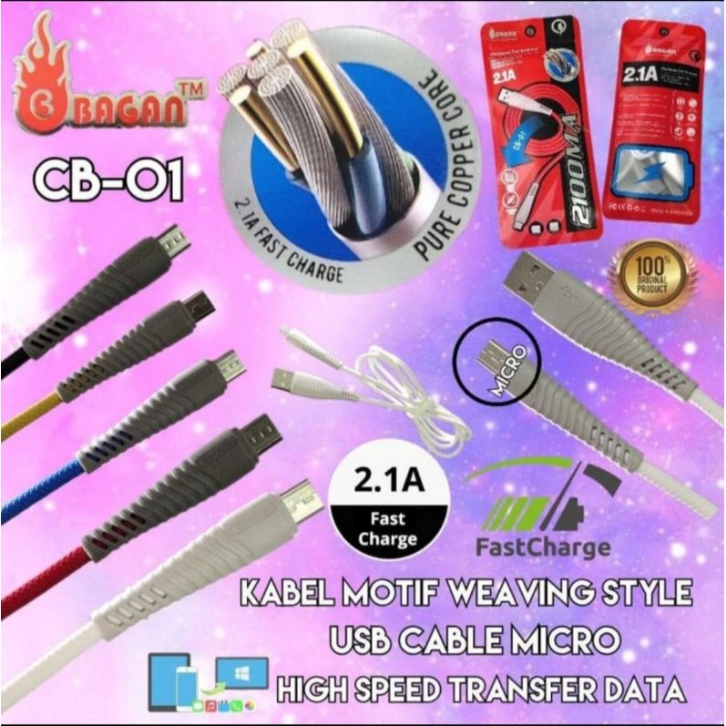 CB01 Kabel data kabel cas BAGAN CB-01 micro usb