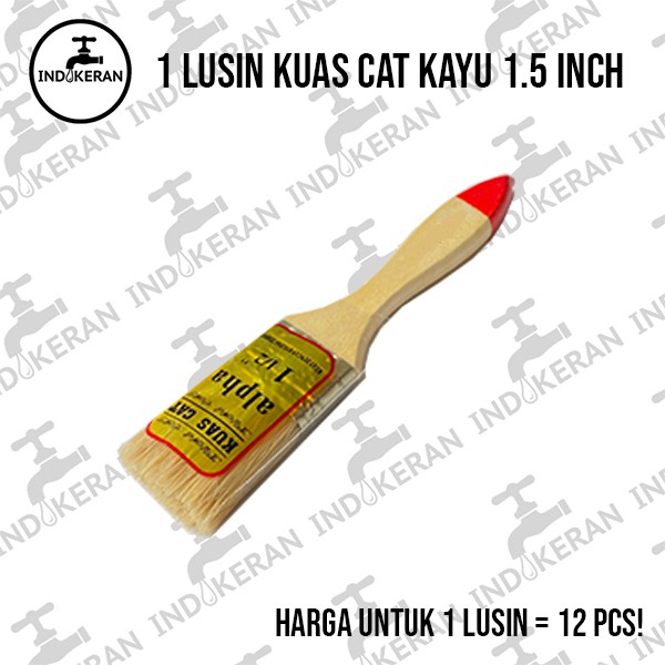 INDOKERAN - 1,5 Inch - Grosir Lusin Kuas Cat Gagang Kayu - High Quality