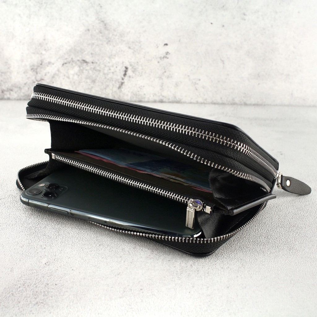 TOKOKOE - Handbag Clutch Dompet Pria bahan kulit PU Original - Troy - Bora - Black