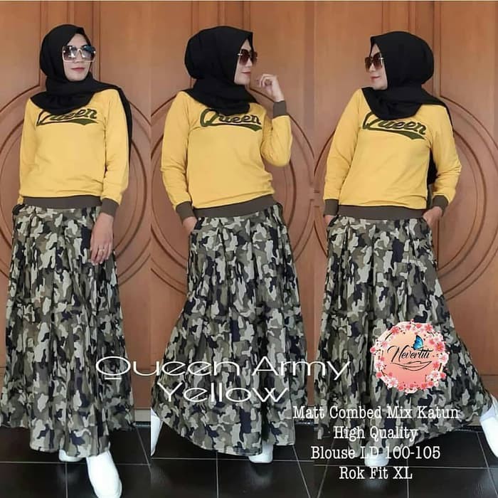 TERANYAR  Atasan wanita / Army look / Setelan baju hijab murah : Queen Army set   TP TERMURAH