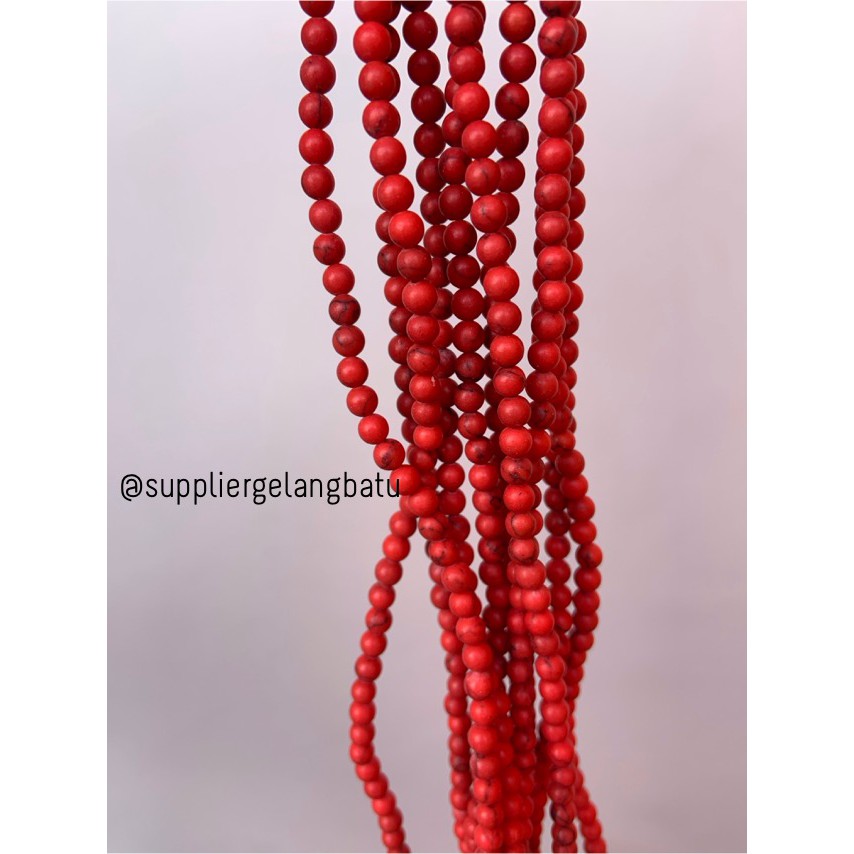 bahan red pirus pink 4mm natural phyrus bahan gelang kalung howlite