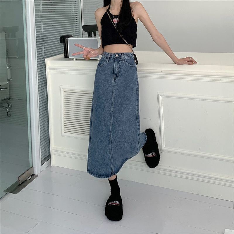 Rok denim wanita korean style skirt midi